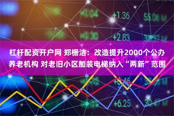 杠杆配资开户网 郑栅洁：改造提升2000个公办养老机构 对老旧小区加装电梯纳入“两新”范围